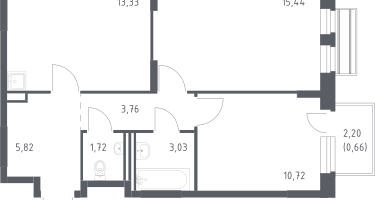 2-к. квартира, 53&nbsp;м²