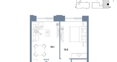 2-к. квартира, 38 м²