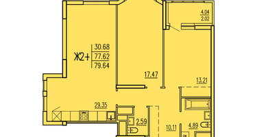 2-к. квартира, 79 м²