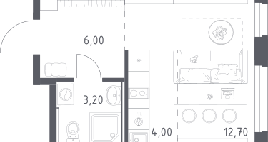 Студия, 25&nbsp;м²