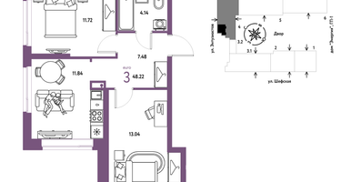 3-к. квартира, 48 м²