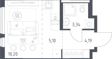 Студия, 22&nbsp;м²