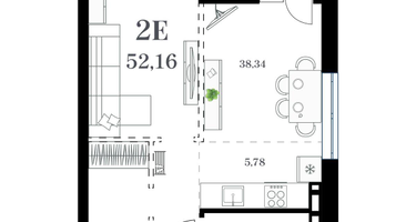 1-к. квартира, 52&nbsp;м²