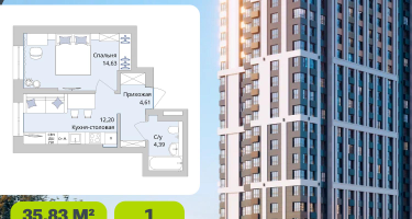 1-к. квартира, 35 м²