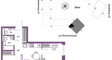 Студия, 53&nbsp;м²