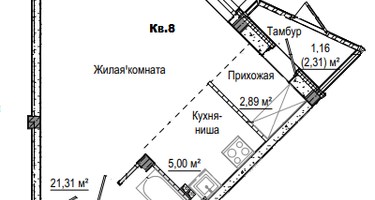 1-к. квартира, 37&nbsp;м²