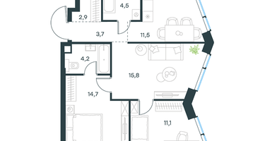 3-к. квартира, 68 м²