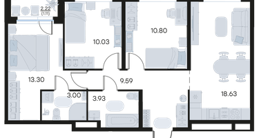 3-к. квартира, 70 м²