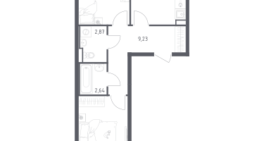 2-к. квартира, 57&nbsp;м²