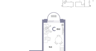 1-к. квартира, 23&nbsp;м²