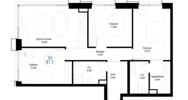 3-к. квартира, 79 м²
