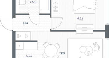 1-к. квартира, 41 м²