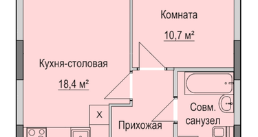 1-к. квартира, 38&nbsp;м²