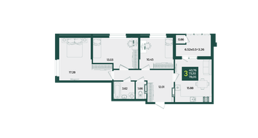 3-к. квартира, 78 м²