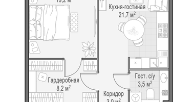 2-к. квартира, 69&nbsp;м²