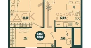 1-к. квартира, 37 м²