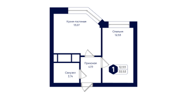 1-к. квартира, 33&nbsp;м²