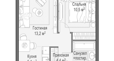 2-к. квартира, 37&nbsp;м²