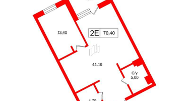 1-к. квартира, 69&nbsp;м²