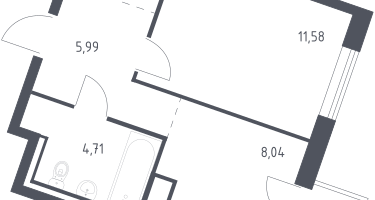 1-к. квартира, 33&nbsp;м²