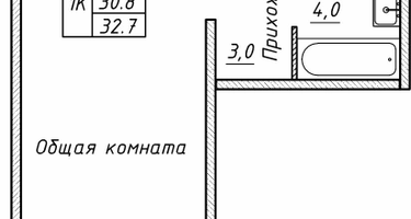 1-к. квартира, 32&nbsp;м²
