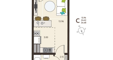 Студия, 26&nbsp;м²