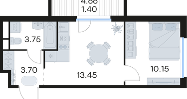 1-к. квартира, 32 м²