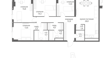 1-к. квартира, 122&nbsp;м²