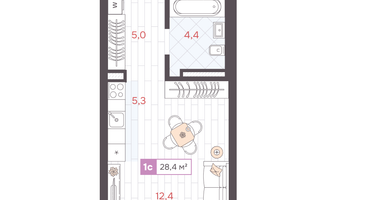 Студия, 28&nbsp;м²