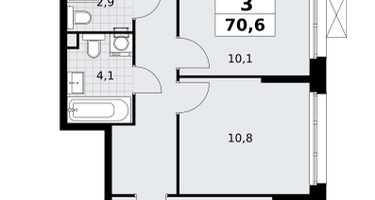 3-к. квартира, 70&nbsp;м²