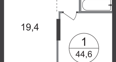 1-к. квартира, 44&nbsp;м²