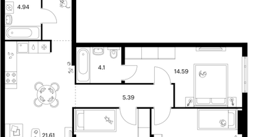 3-к. квартира, 85&nbsp;м²