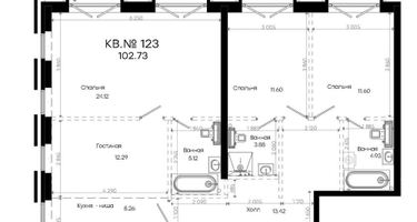 4-к. квартира, 102&nbsp;м²