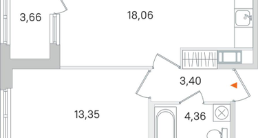 1-к. квартира, 41&nbsp;м²