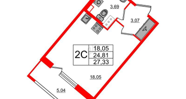 Студия, 24&nbsp;м²