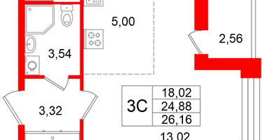 Студия, 24&nbsp;м²
