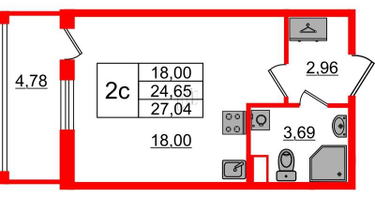 Студия, 24 м²