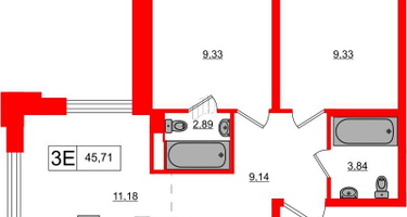 2-к. квартира, 45&nbsp;м²