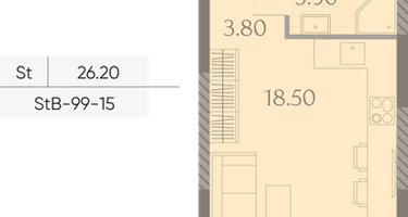 Студия, 26 м²