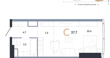 Студия, 37&nbsp;м²