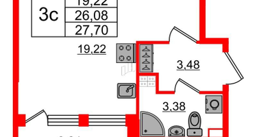 Студия, 26&nbsp;м²