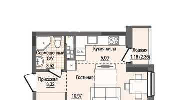 Студия, 23&nbsp;м²