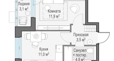 1-к. квартира, 32&nbsp;м²