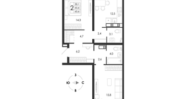 2-к. квартира, 65&nbsp;м²