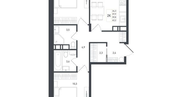 2-к. квартира, 63&nbsp;м²