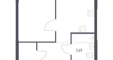 1-к. квартира, 34&nbsp;м²