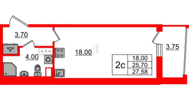 Студия, 25&nbsp;м²