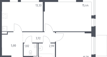 2-к. квартира, 53&nbsp;м²