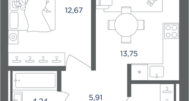 1-к. квартира, 39&nbsp;м²
