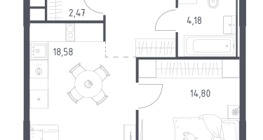 Студия, 46&nbsp;м²
